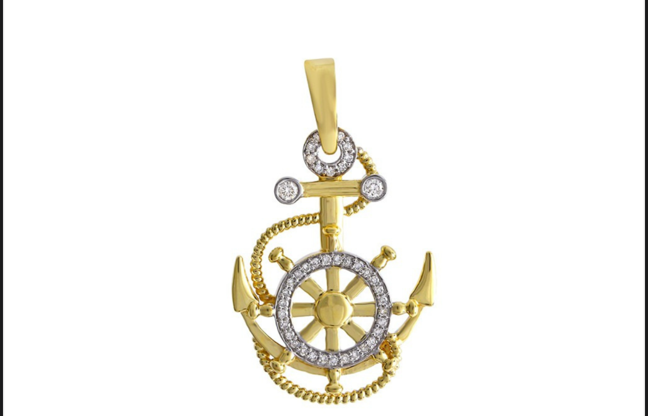 2 Tone Diamond Fancy Anchor With Rope And Wheel