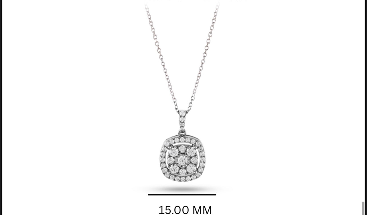 Diamond Cushion Framed Pendant + Necklace