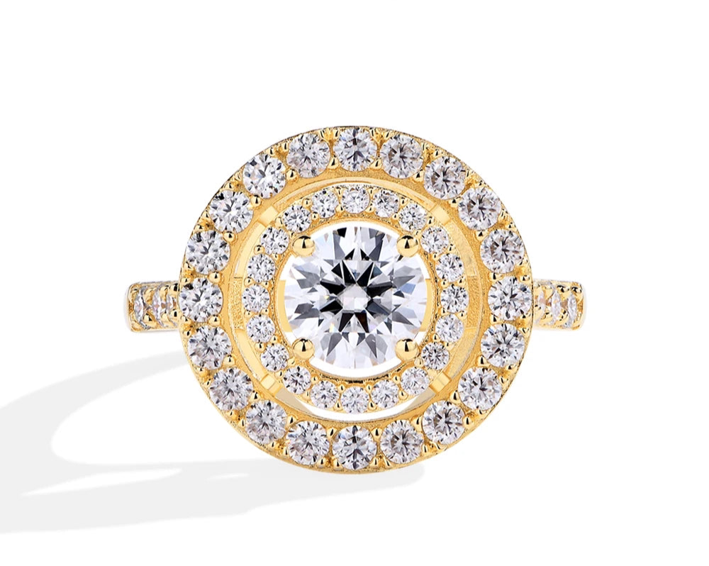 Full D Color VVS1 Luxury Moissanite Ring Round Cut 1.0CT S925 Sterling Silver