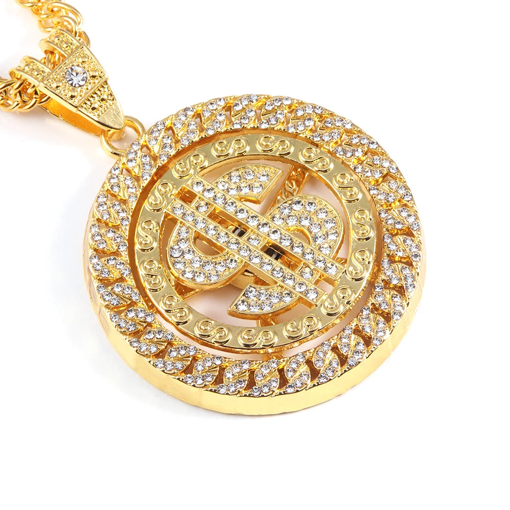 Rotatable Dollar Pendant Necklace