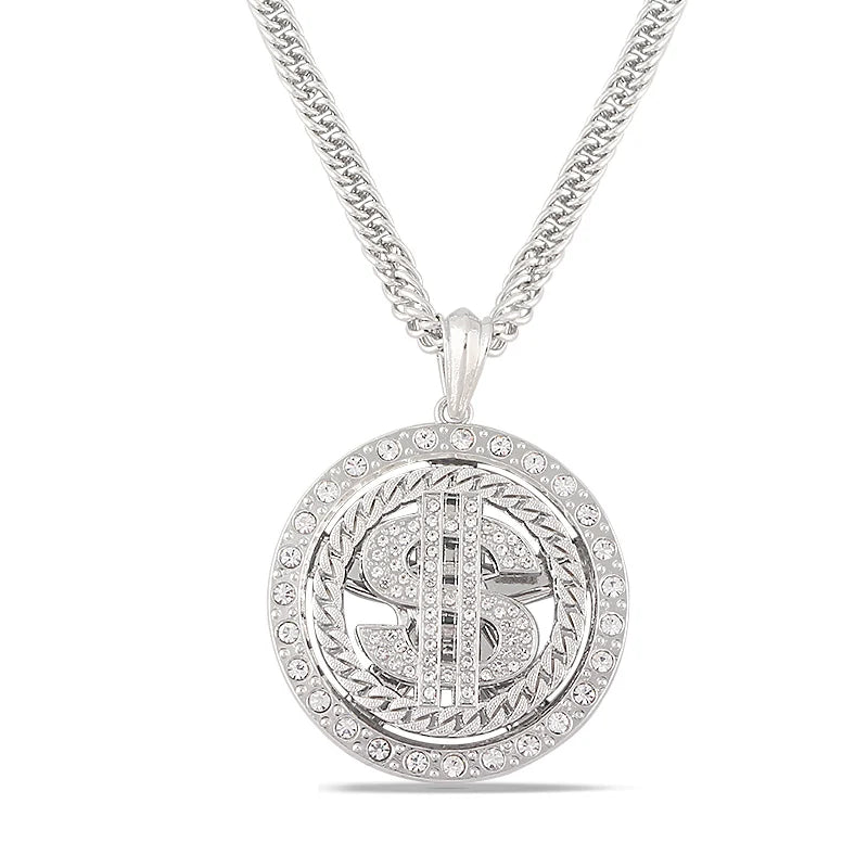 Rotatable Dollar Pendant Necklace