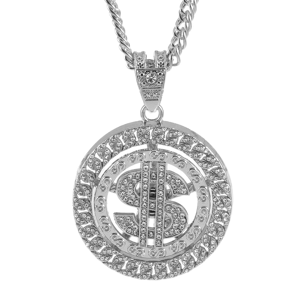 Rotatable Dollar Pendant Necklace