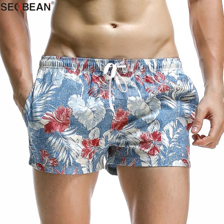 Summer Style Seaside Men Beach Shorts Men Quick Dry Polyester