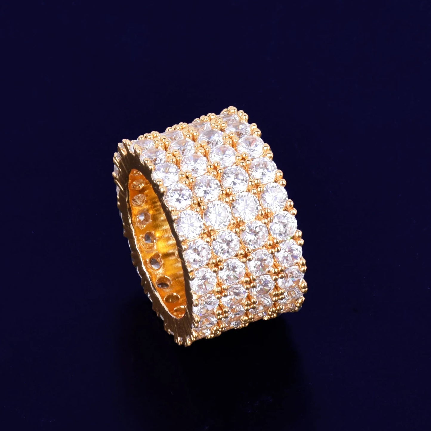 Four Rows Solitaire Men's Rings Cubic Zircon