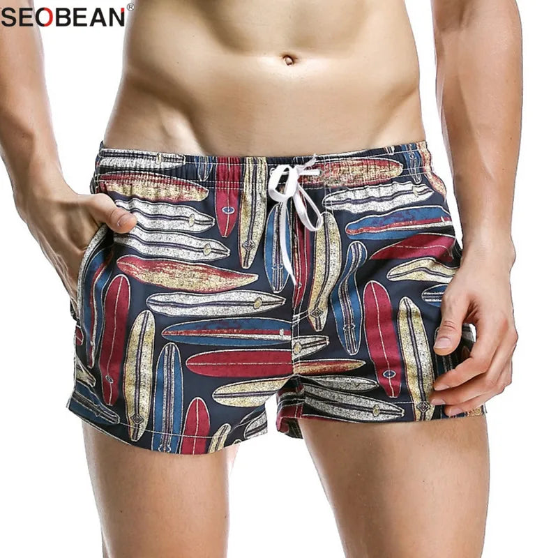 Summer Style Seaside Men Beach Shorts Men Quick Dry Polyester