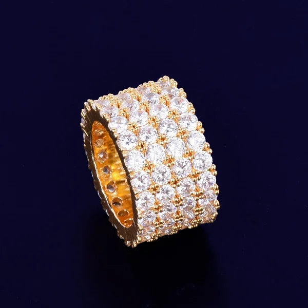 Four Rows Solitaire Men's Rings Cubic Zircon