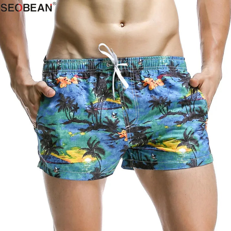 Summer Style Seaside Men Beach Shorts Men Quick Dry Polyester