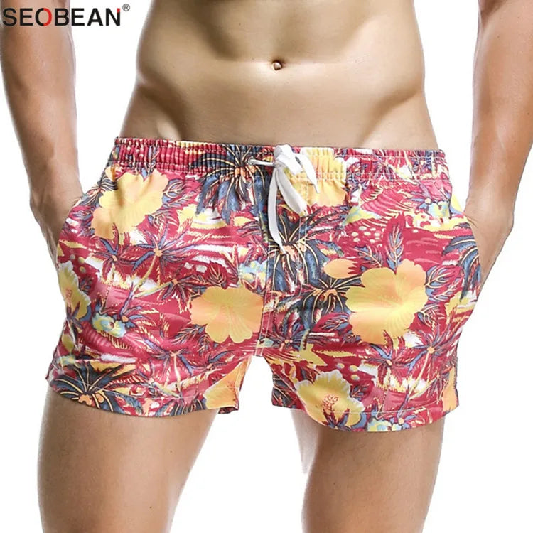 Summer Style Seaside Men Beach Shorts Men Quick Dry Polyester