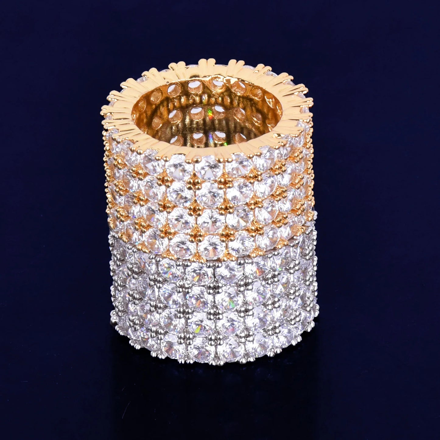 Four Rows Solitaire Men's Rings Cubic Zircon