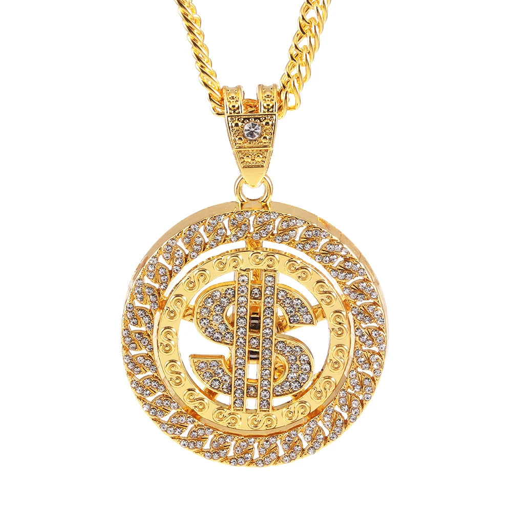 Rotatable Dollar Pendant Necklace