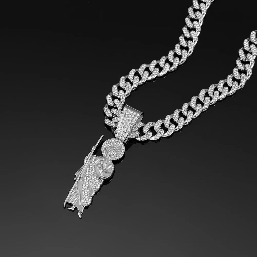 Saint Jude Pendant Necklace,13mm Cuban Chain