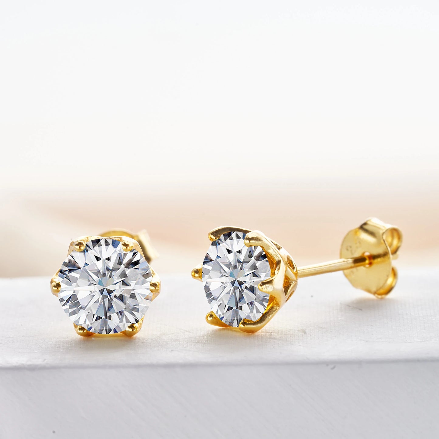 6.5mm*2pcs D Color Moissanite Earrings For Women 925 Sterling Silver Ear Studs Sparkling Diamond Wedding Fine Jewelry for women