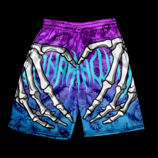 Stylish Skull Hand Graphic Print Drawstring Shorts Oversized Casual Loose Men's Beach Shorts