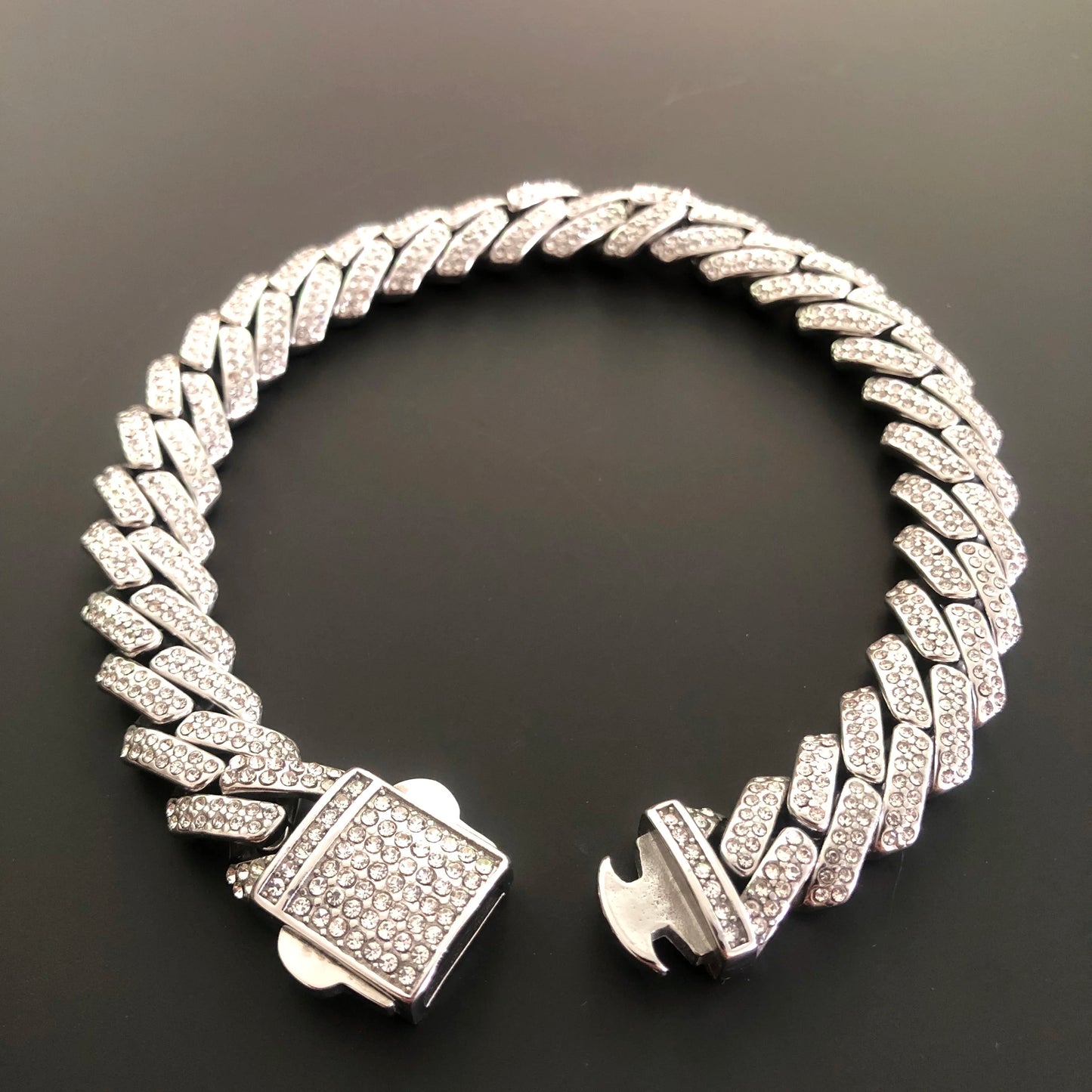 No Fade 316L Stainless Steel Necklace Rhombus Zircon Iced Out Cuban Link Chain