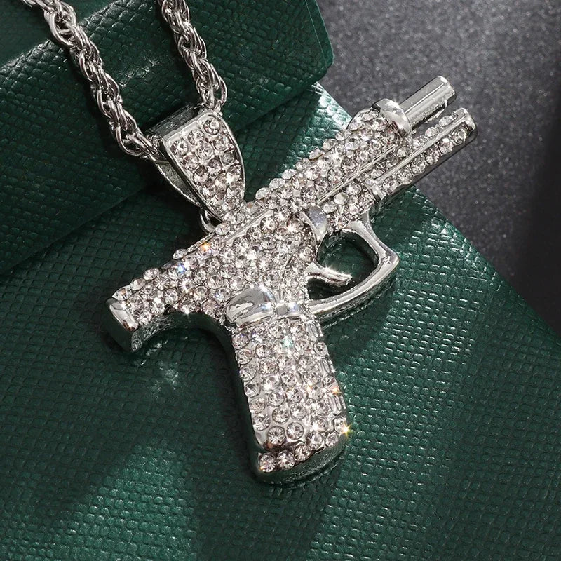 Bling Iced Out Pistol Pendant