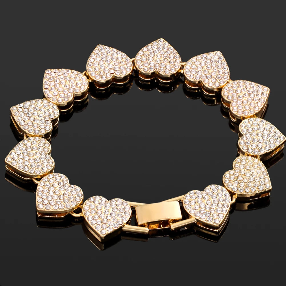 Iced Out Chain Cuban Bracelet Full Rhinestone