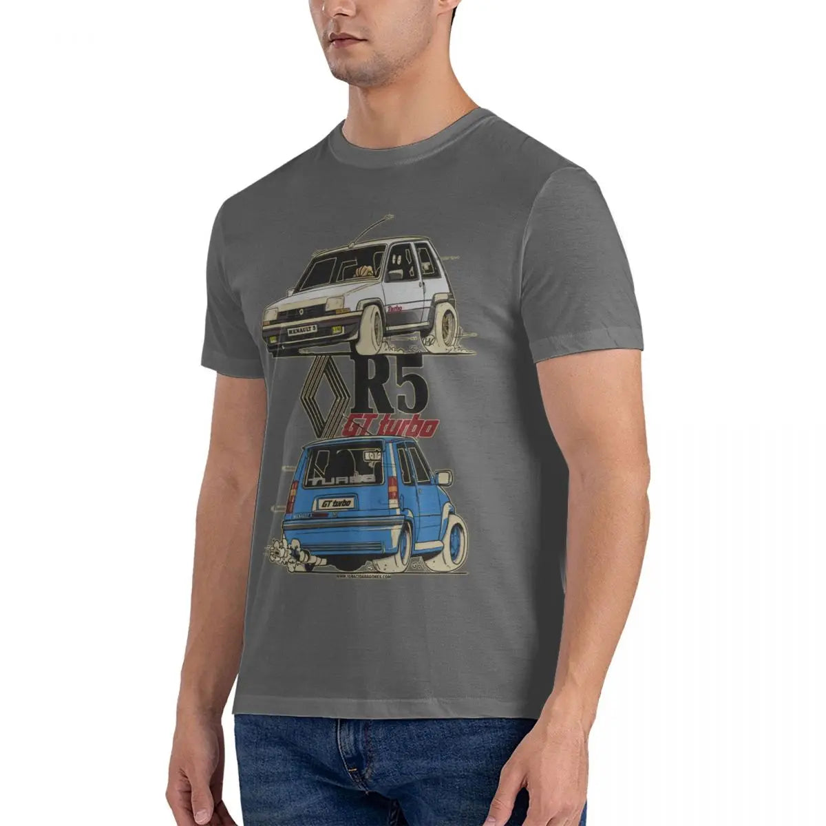 Vintage R 5 Gt Turbo Funny Cartoom Car T-Shirt 100% Cotton O-Neck Short Sleeve Casual Mens T-shirt Size S-3XL