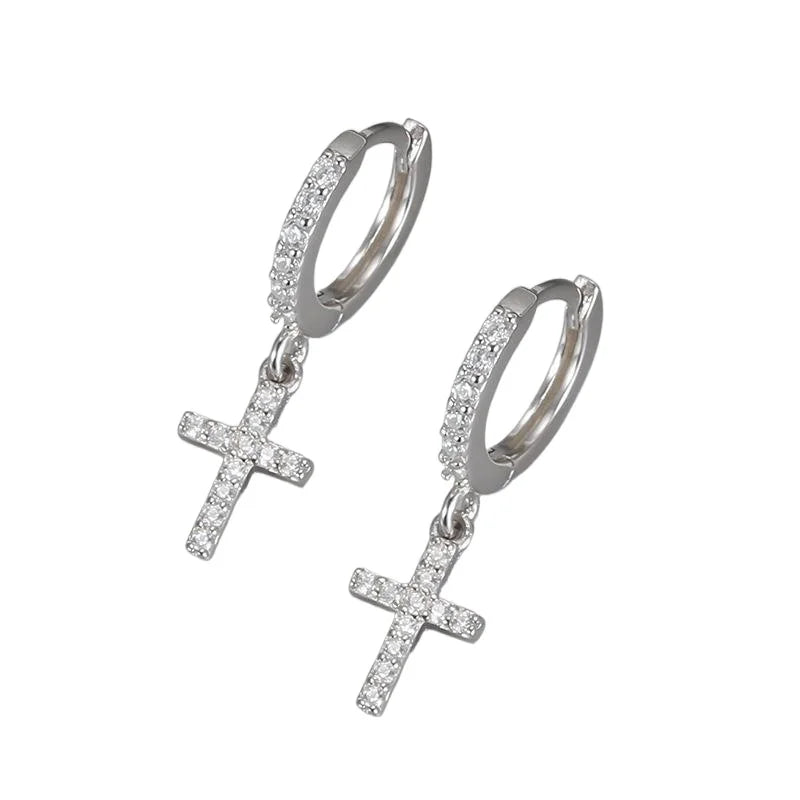 925 Sterling Silver Cross Earrings