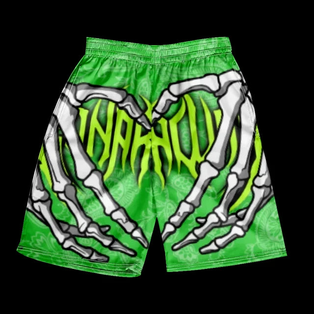 Stylish Skull Hand Graphic Print Drawstring Shorts Oversized Casual Loose Men's Beach Shorts