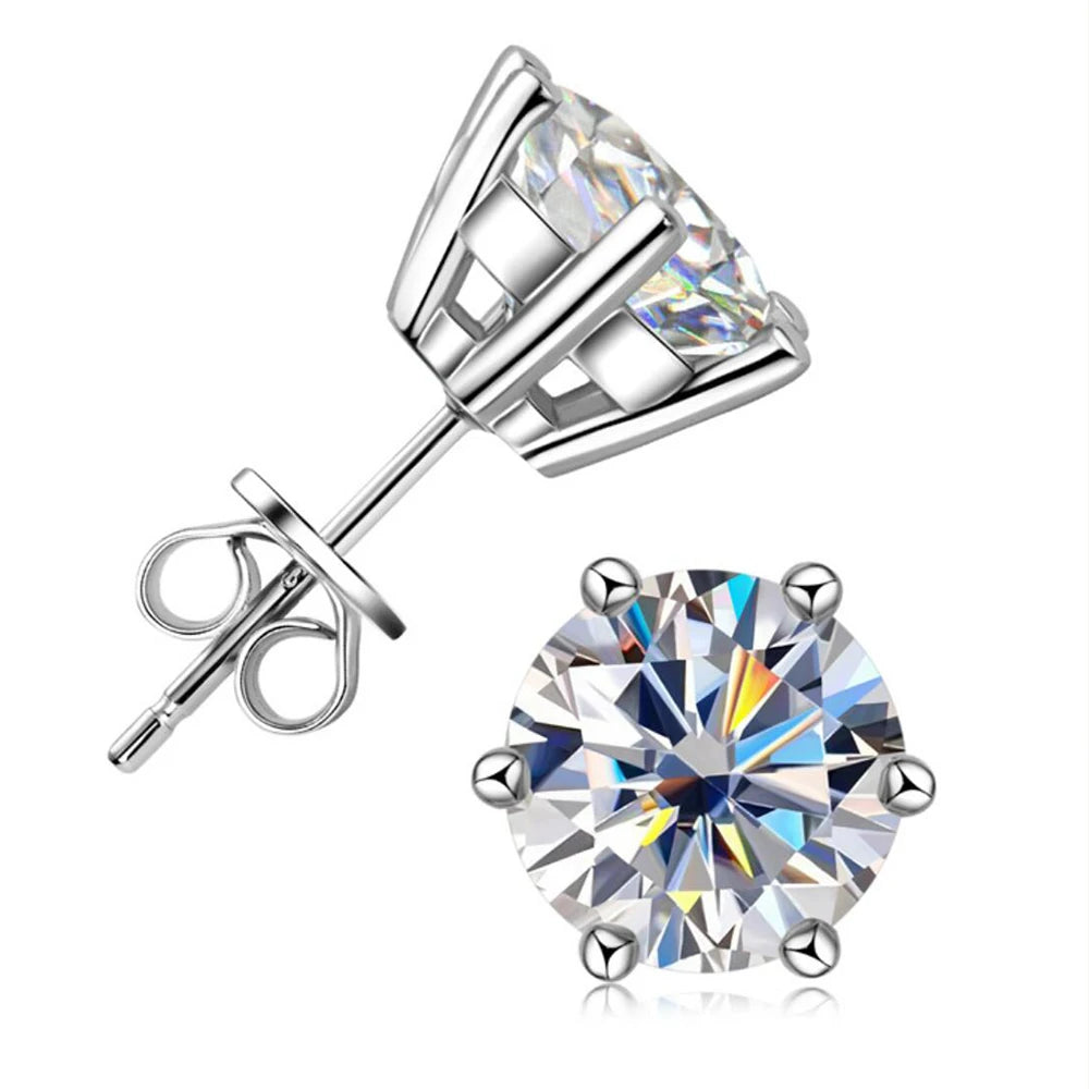 2ct Moissanite Diamond Stud Earrings 18K Yellow Gold Plated 925 Silver Wedding Earring for Women Men Luxury Jewelry with GRA
