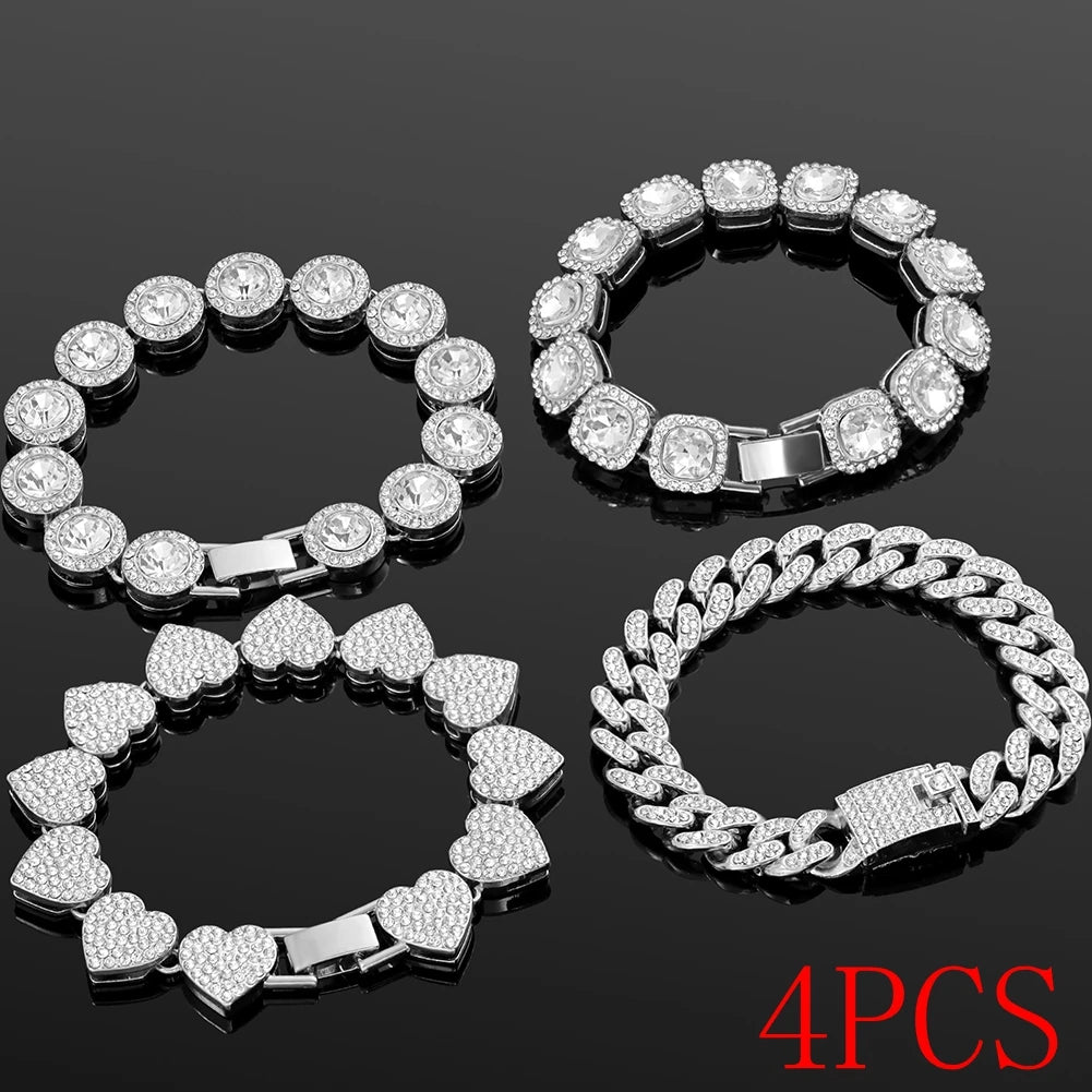 Iced Out Chain Cuban Bracelet Full Rhinestone