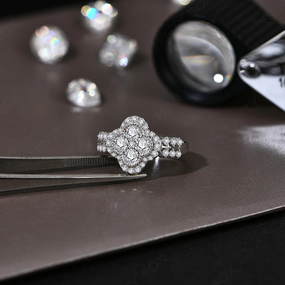 Moissanite 18k White Gold Plated Diamond Ring For S925 Sterling Silver