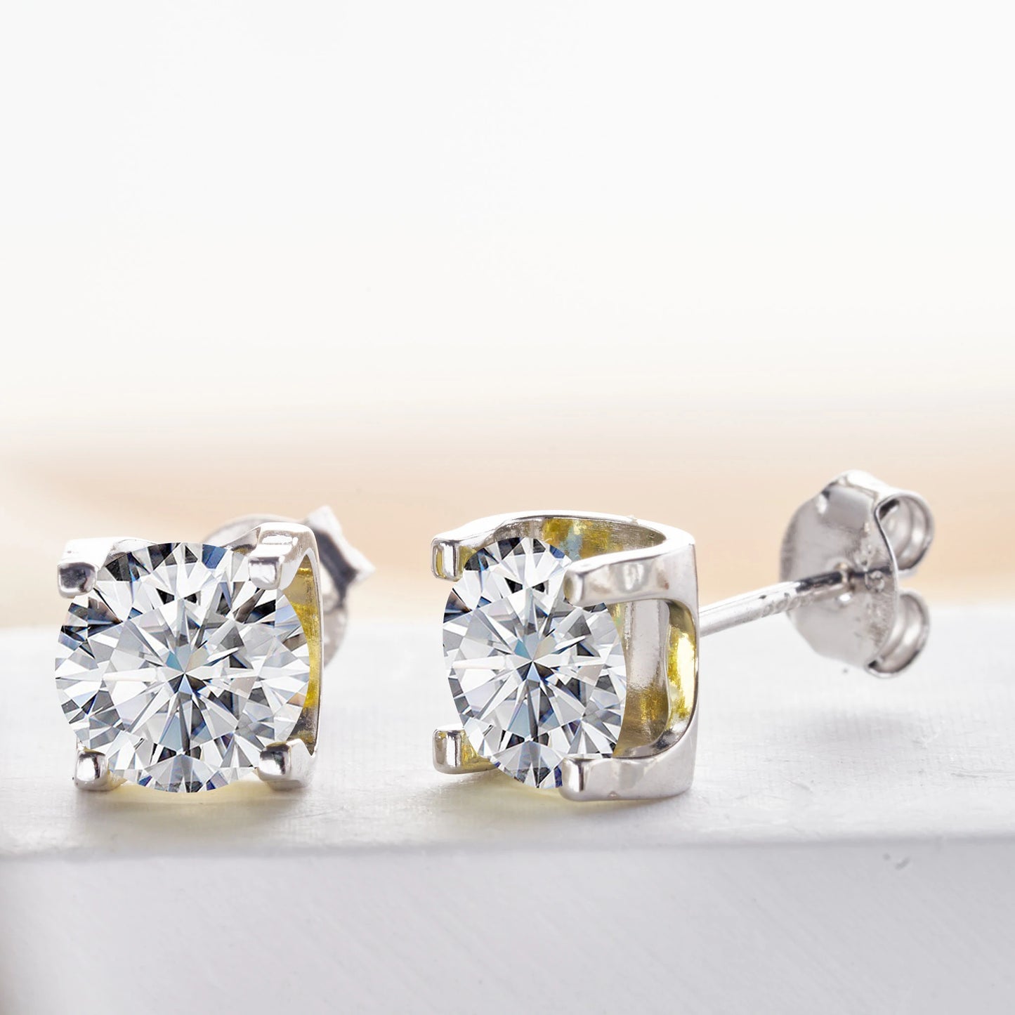 6.5mm*2pcs D Color Moissanite Earrings For Women 925 Sterling Silver Ear Studs Sparkling Diamond Wedding Fine Jewelry for women
