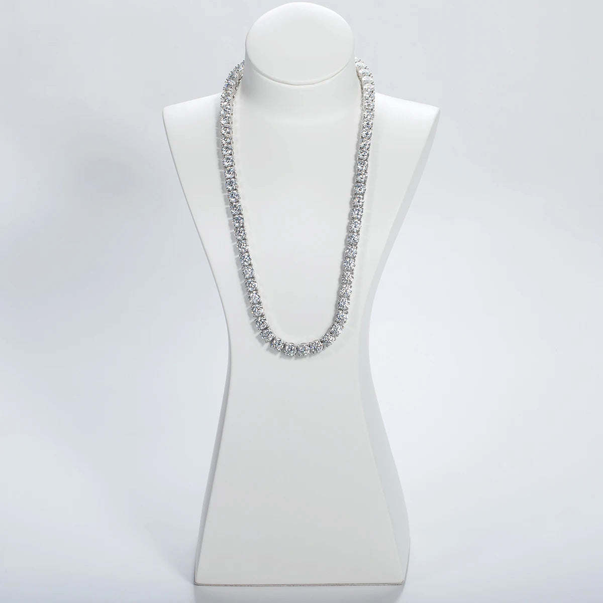 6.5mm 66cttw D Color Moissanite Diamond Tennis Chain Necklace 925 Sterling Silver 18K Gold Plated