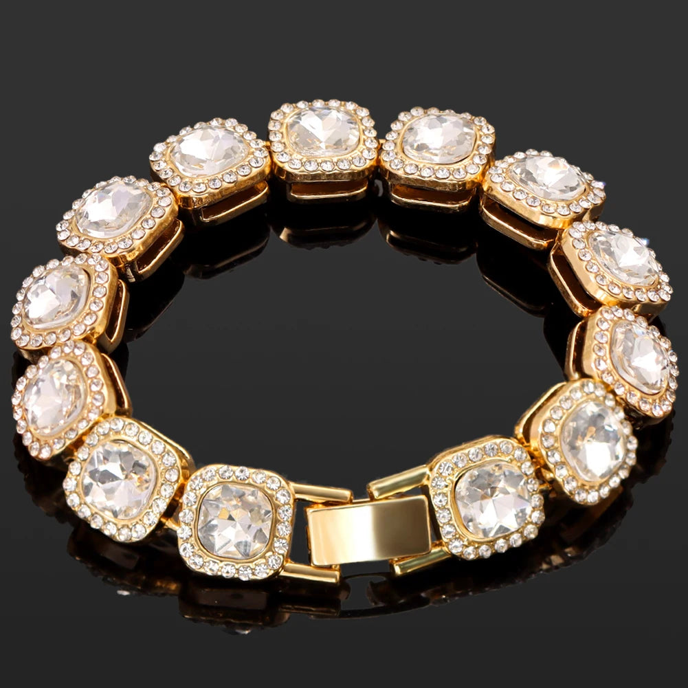 Iced Out Chain Cuban Bracelet Full Rhinestone