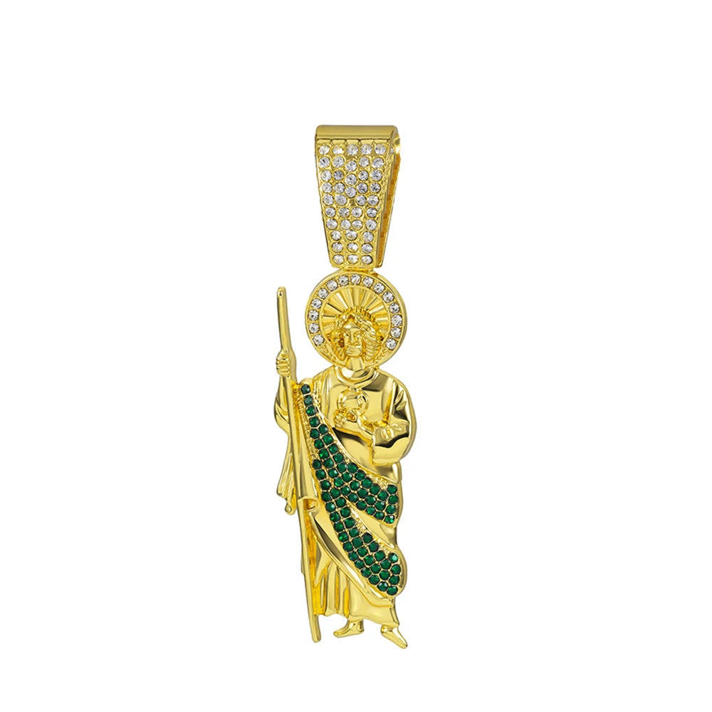Saint Jude Pendant Necklace,13mm Cuban Chain