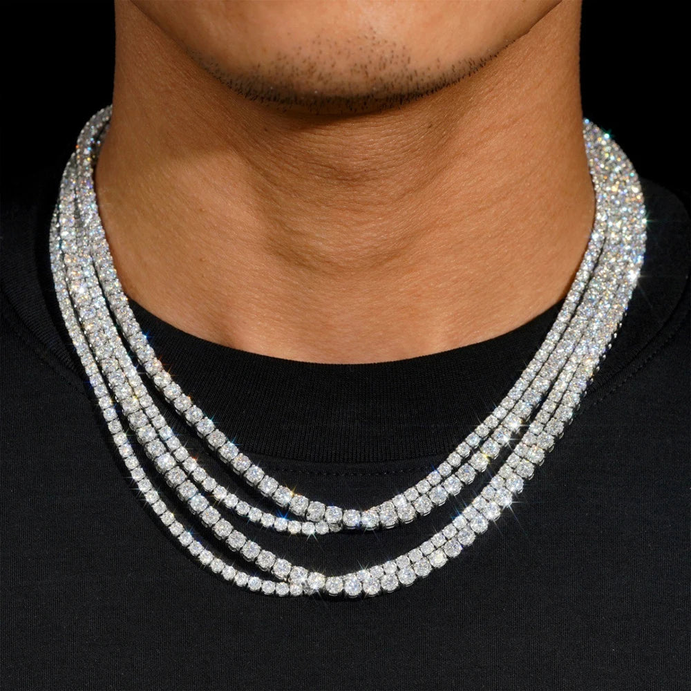 Stainless Steel Tennis Chain Necklace Iced Out