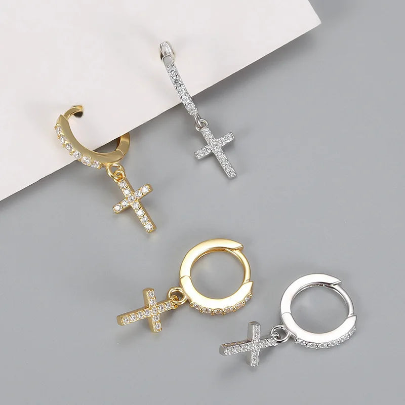 925 Sterling Silver Cross Earrings
