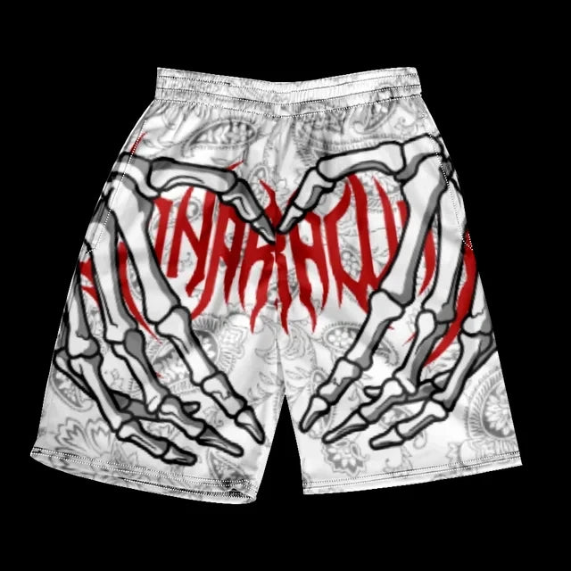 Stylish Skull Hand Graphic Print Drawstring Shorts Oversized Casual Loose Men's Beach Shorts