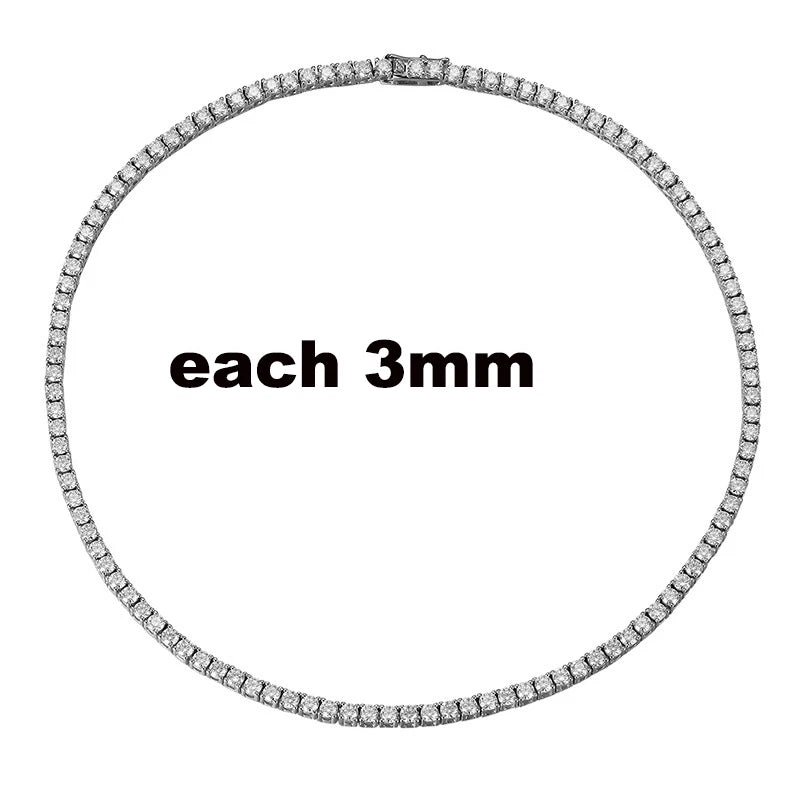 Full Moissanite Tennis Necklace 925 Sterling Silver