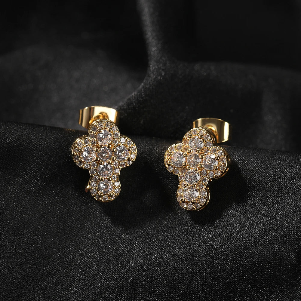 Cross Earrings Iced Out Cubic Zirconia