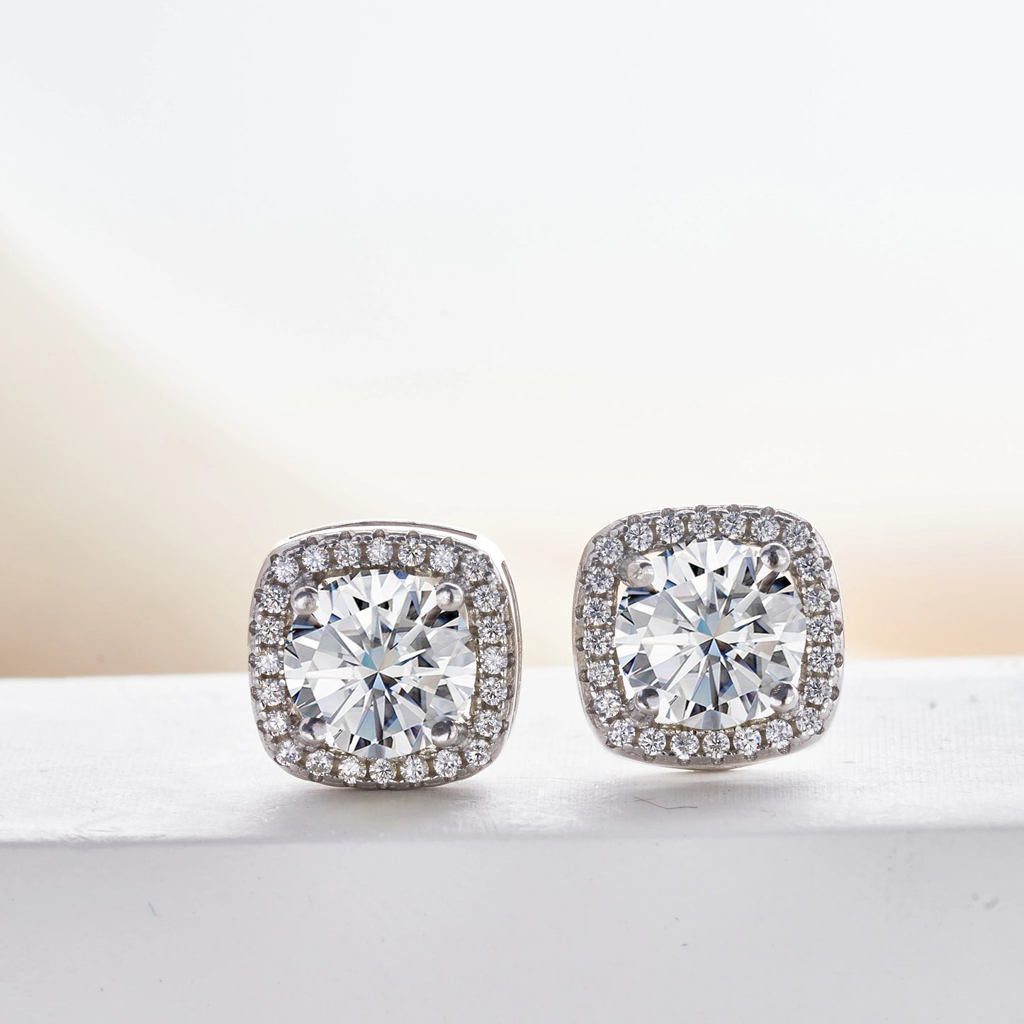 6.5mm*2pcs D Color Moissanite Earrings For Women 925 Sterling Silver Ear Studs Sparkling Diamond Wedding Fine Jewelry for women