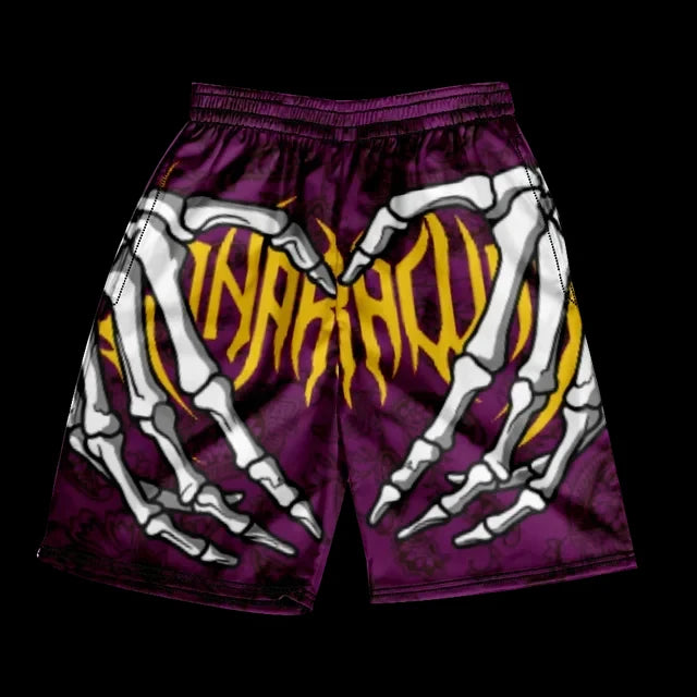 Stylish Skull Hand Graphic Print Drawstring Shorts Oversized Casual Loose Men's Beach Shorts
