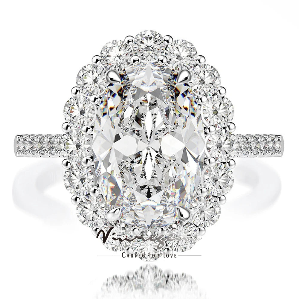 VVS1 D Color Oval Cut 4.5CT 8*12MM Real Moissanite Diamond Ring 100% 925 Sterling Silver Wedding Engagement Jewelry