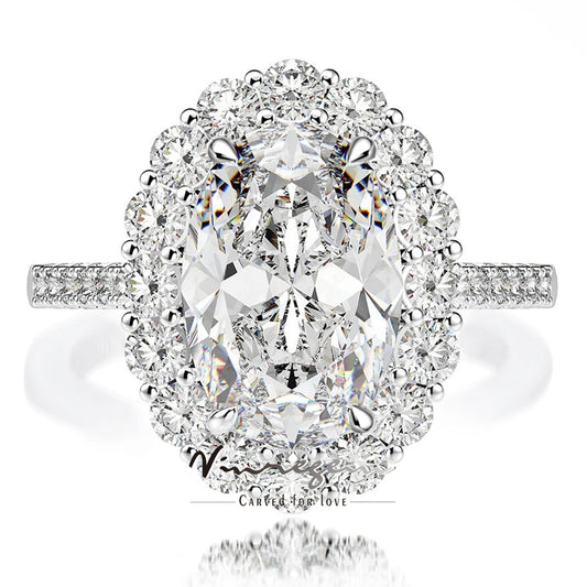 VVS1 D Color Oval Cut 4.5CT 8*12MM Real Moissanite Diamond Ring 100% 925 Sterling Silver Wedding Engagement Jewelry