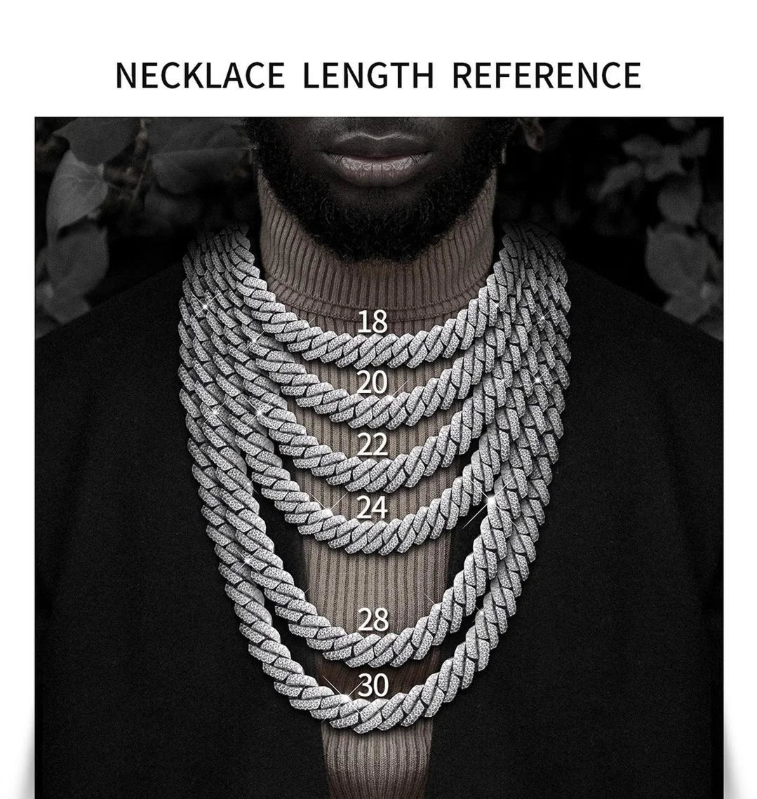 Iced out Chain 14mm 18k Gold Plated 925 Silver Moissanite Cuban link