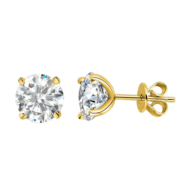 4-prong Set Brilliant Cut Moissanite Stud Earrings 925 Sterling Silver D Color VVS1 Solitaire Diamond Ear Studs with Certificate