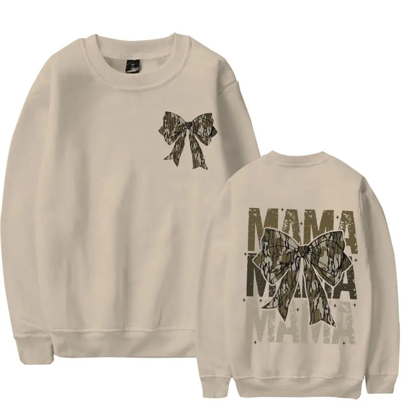 Mama Camo Bow Oversized Sweatshirts