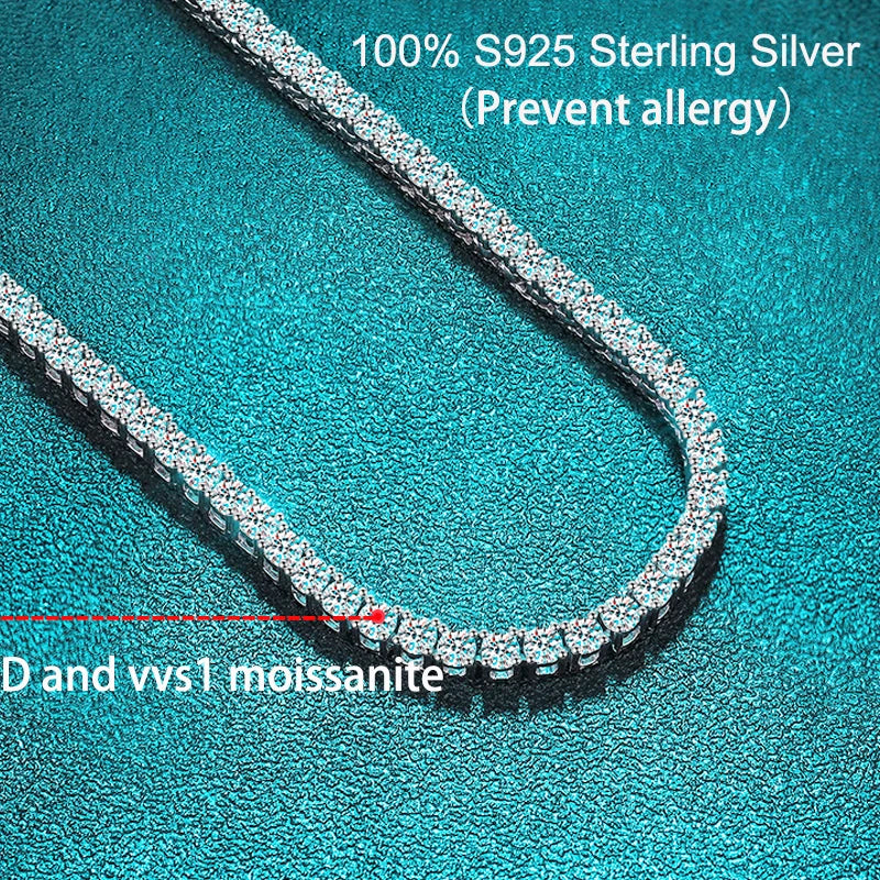 Full Moissanite Tennis Necklace 925 Sterling Silver