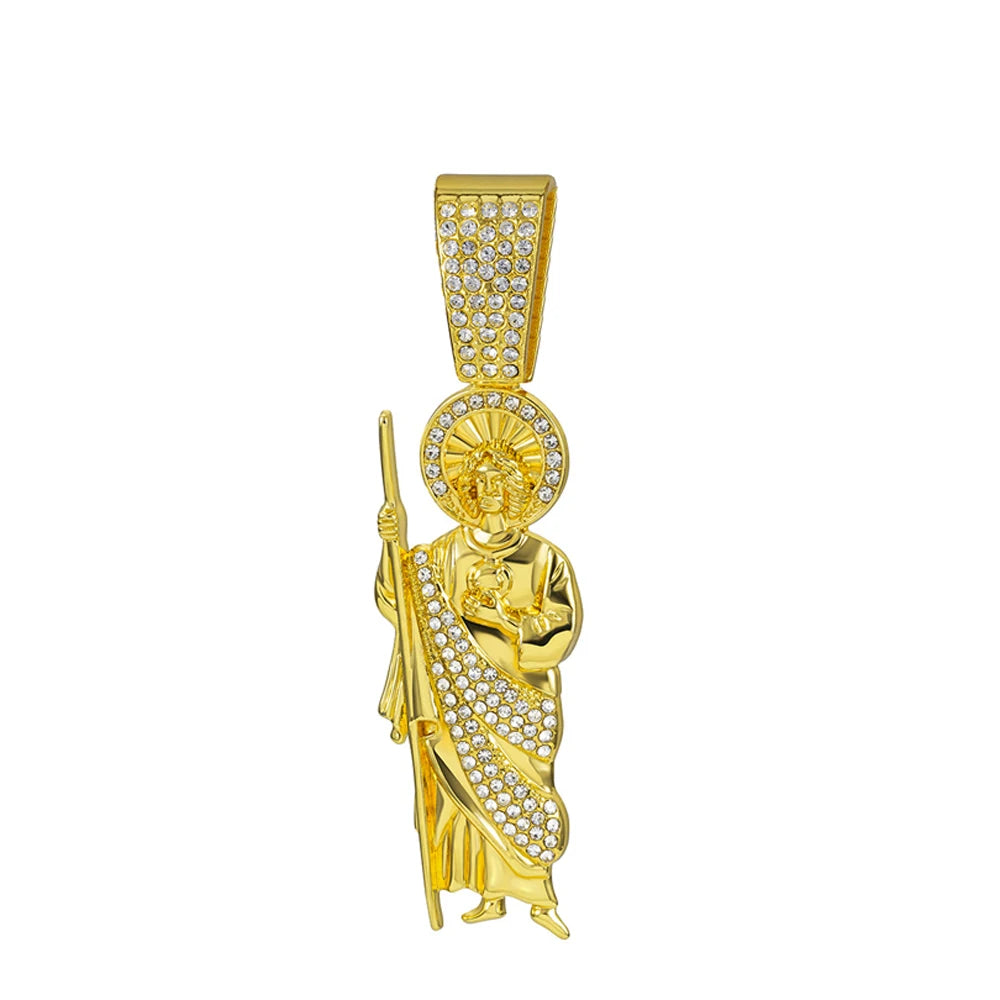 Saint Jude Pendant Necklace,13mm Cuban Chain