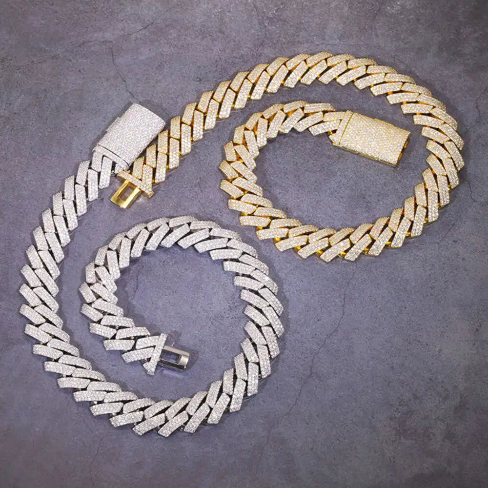 15mm 20mm Heavy Cuban Chain iced out Moissanite with 925 Sterling Silver