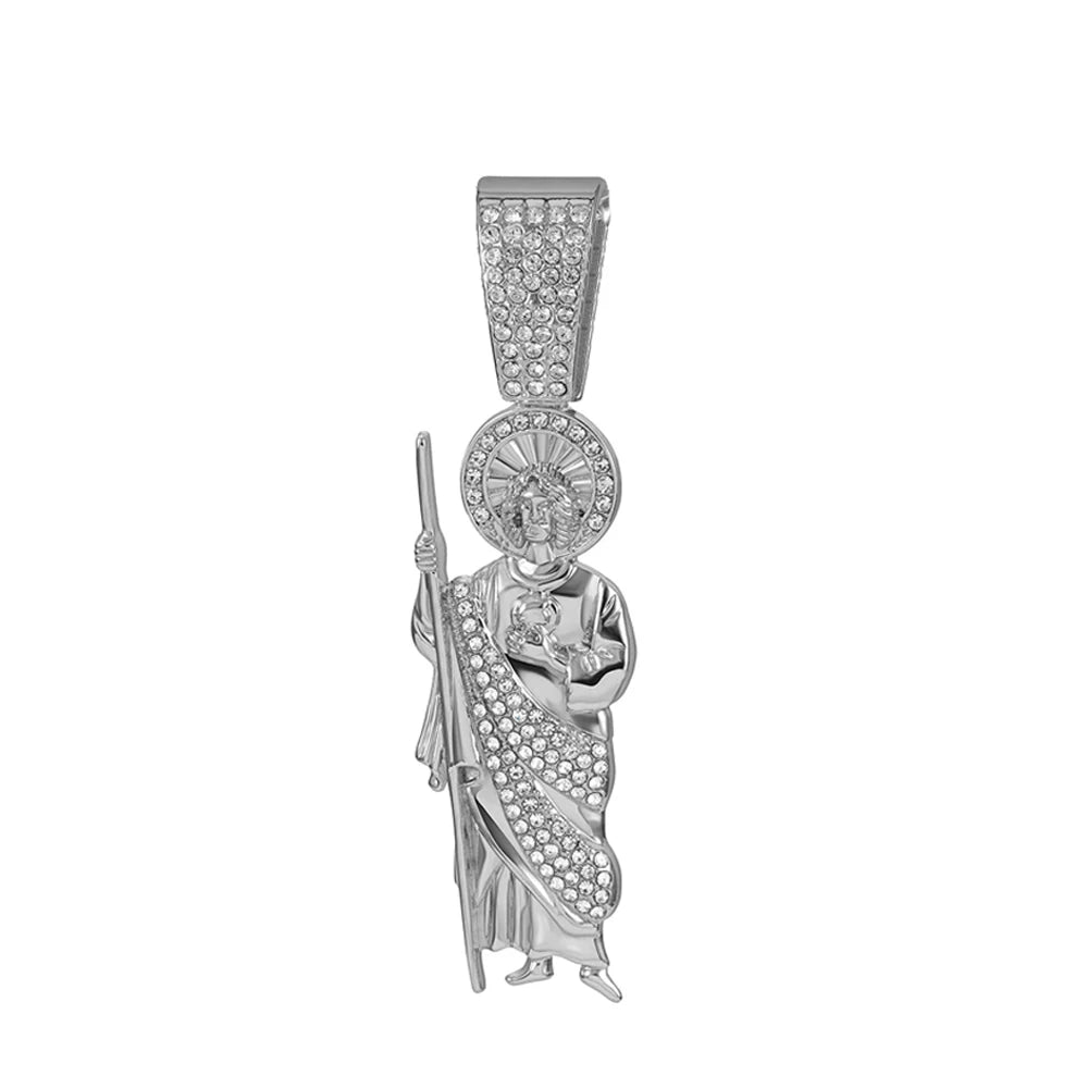 Saint Jude Pendant Necklace,13mm Cuban Chain