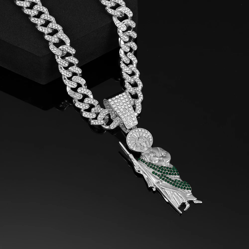 Saint Jude Pendant Necklace,13mm Cuban Chain