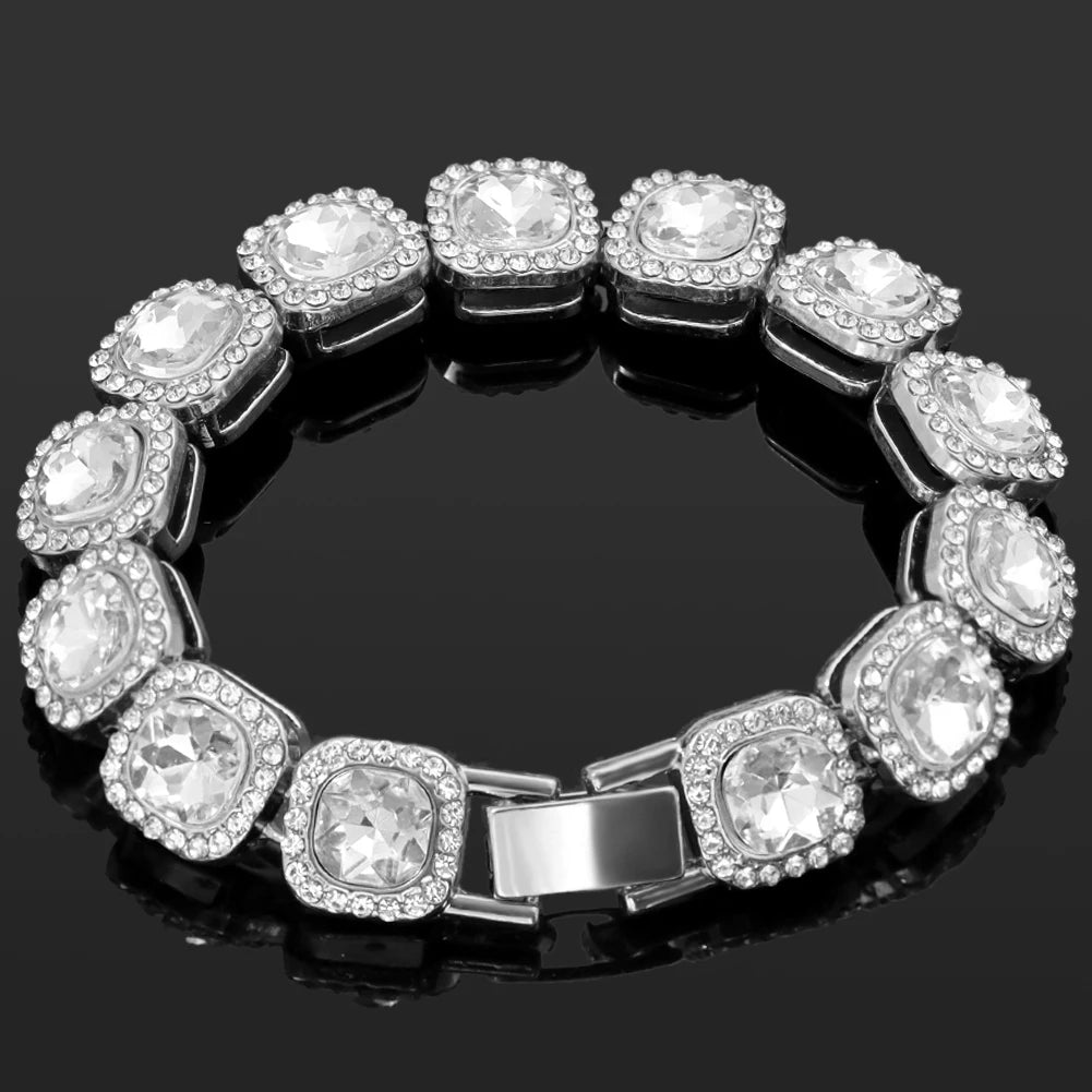 Iced Out Chain Cuban Bracelet Full Rhinestone