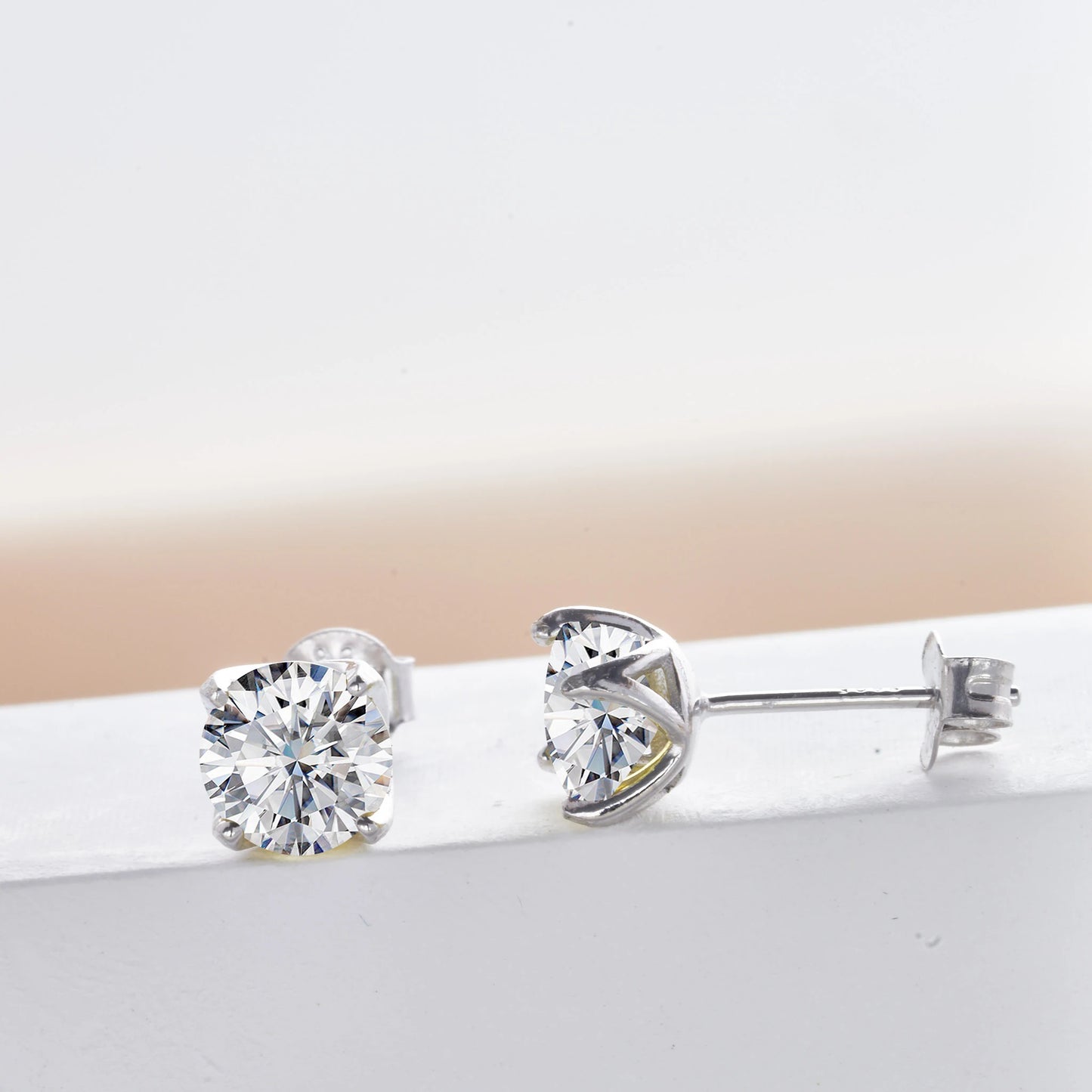 6.5mm*2pcs D Color Moissanite Earrings For Women 925 Sterling Silver Ear Studs Sparkling Diamond Wedding Fine Jewelry for women