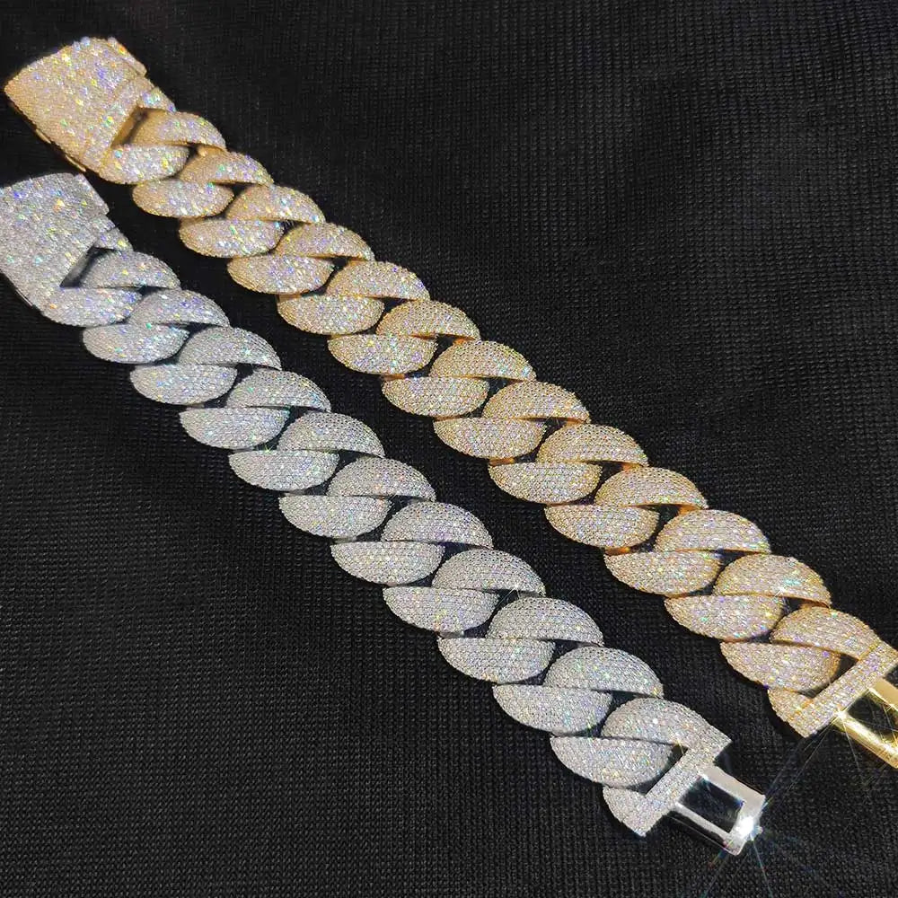 22MM 6 Row Heavy Cuban Bracelet Iced Out Box Buckle Copper Setting 5A Cubic Zirconia